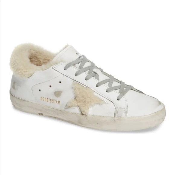 Golden Goose White Shearling Sneakers with Shearling Star. Size 36. - Picture 10 of 10